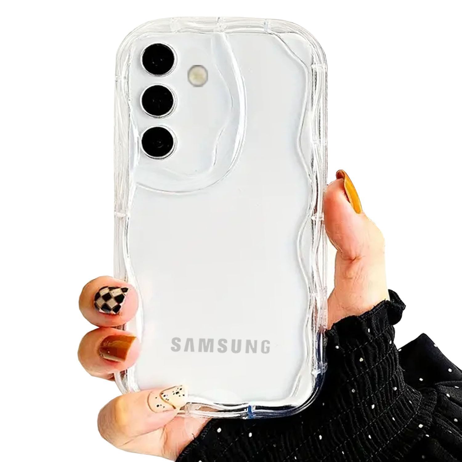 KC Back Cover for Samsung Galaxy A55 5G, New Curly Wave Frame Shape Shockproof Bumper Soft Silicone Case with Camera Protection (Transparent) (B0D1458CHK) Amazon Price History, Amazon Price Tracker