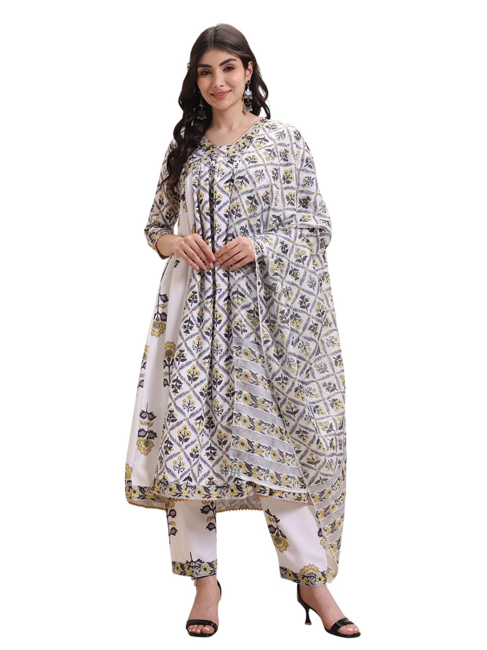 Greciilooks Women's Rayon Regular Kurta Set (Gl-W.Kurta Set-K2767&P189&D127_White_3Xl)
