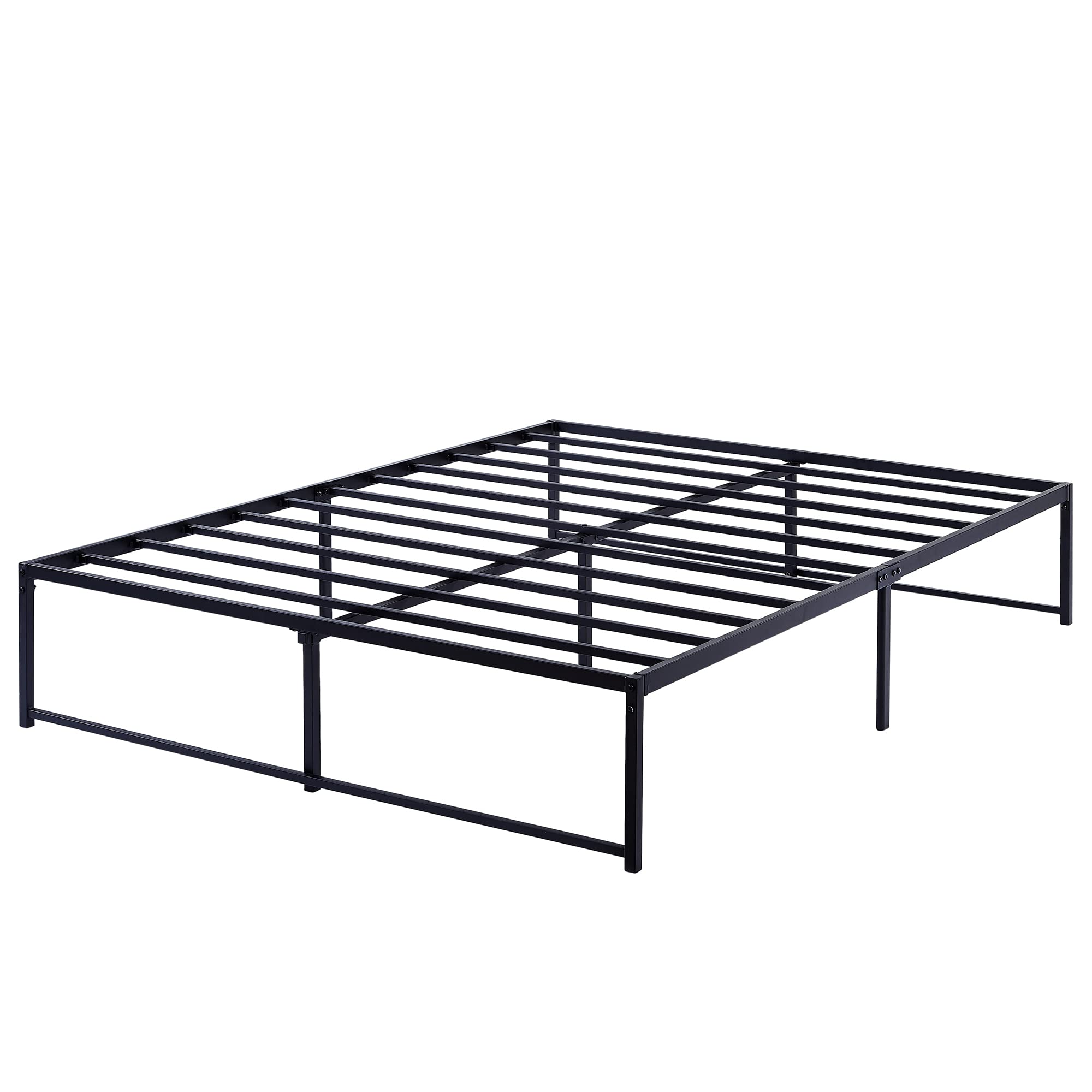 VECELO Platform Bed Frame/No Box Spring Needed/Mattress Foundation/Steel Slat Support Black (Queen)