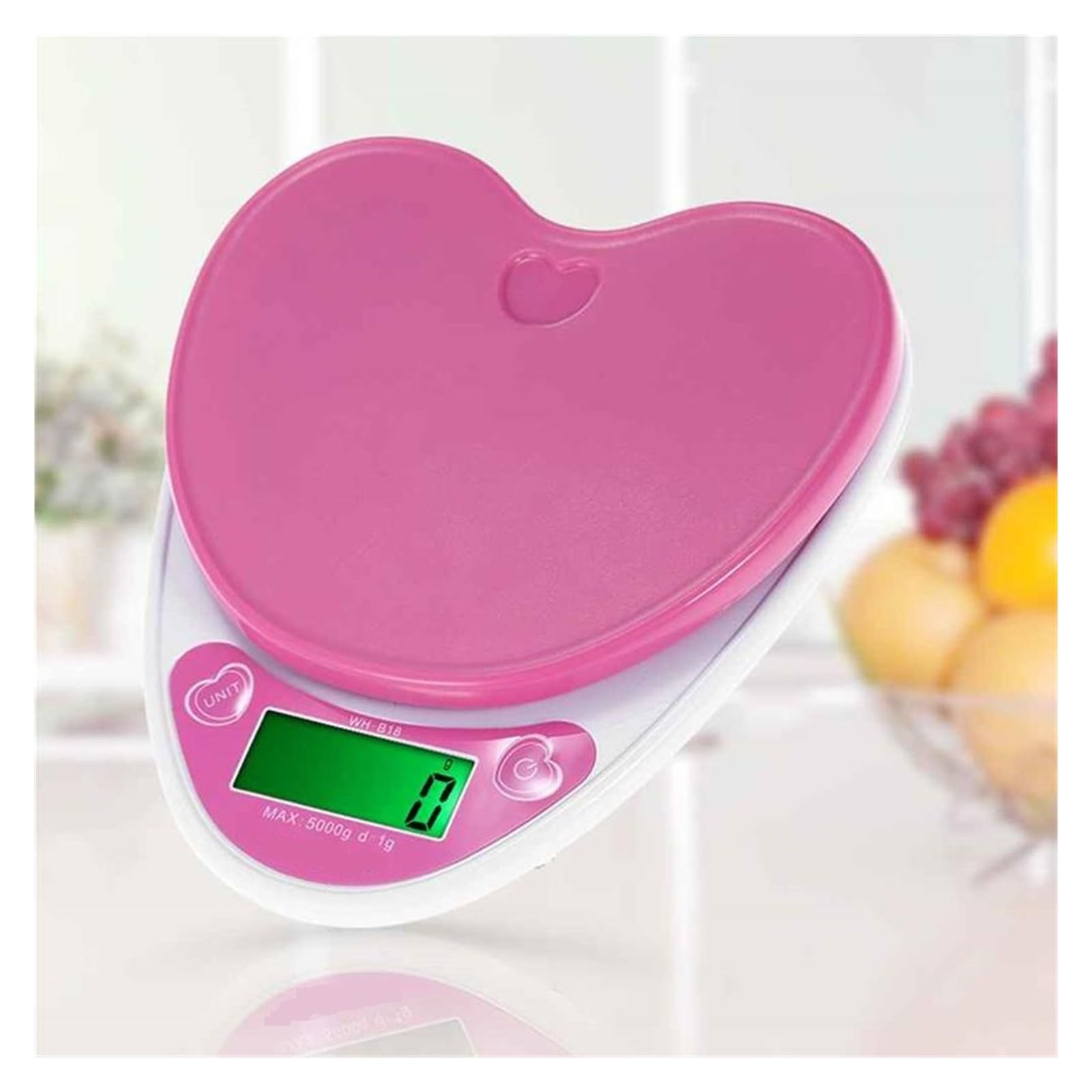 5kg 1g Lovely Heart Shaped Cyfrowa Waga Kuchenna LCD Food Wagi Elektroniczne Gotowanie Dieta Ławka Do Ważenia(Purple)