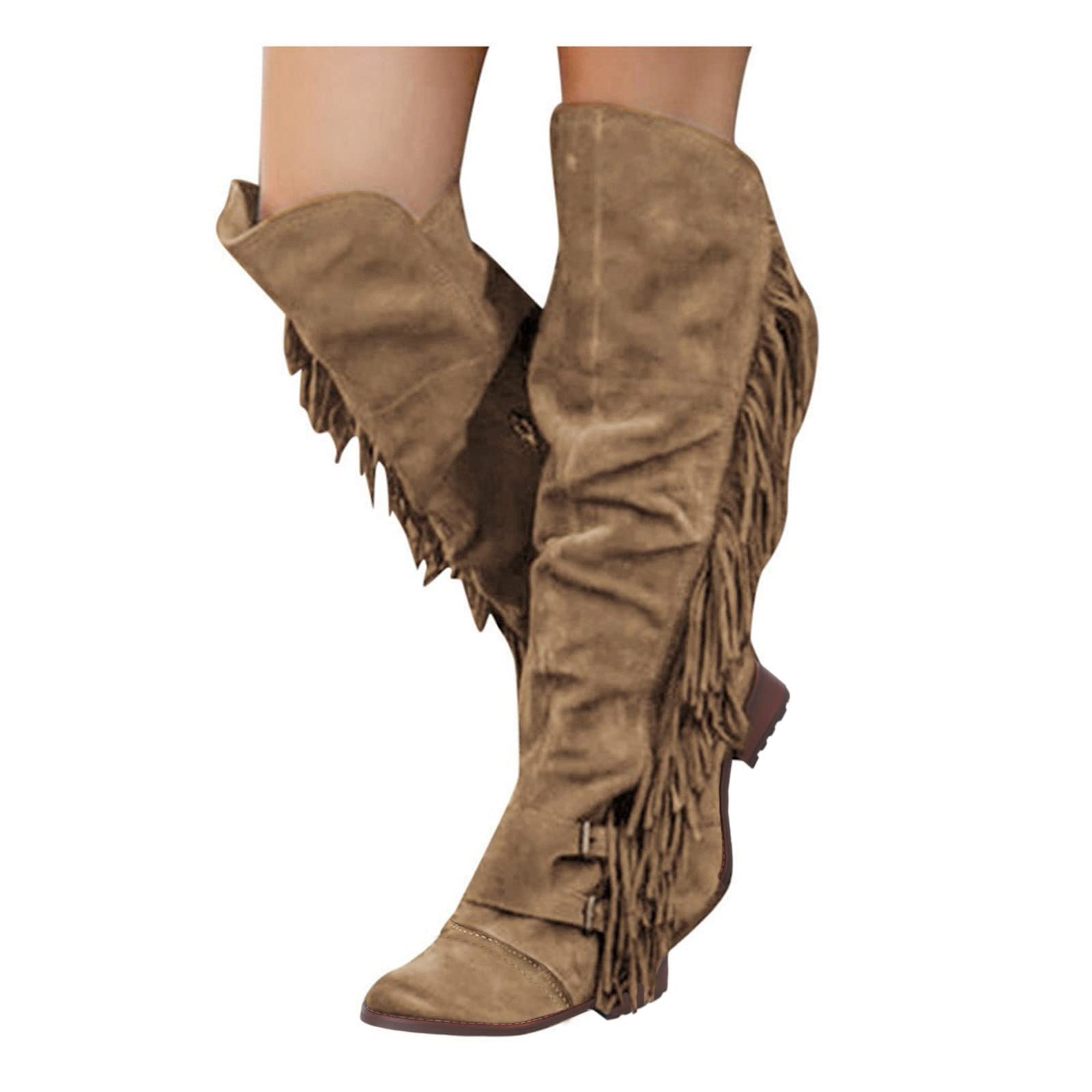 Knee Boots Casual The Over Retro Long Heels Fringe Shoes for Women Boots Women's Boots Calze X Stivali in Gomma Anfibi Pelle Donna