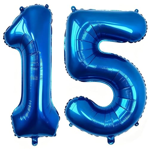 40 Inch Navy Blue Number 15 Foil Balloon for 15th Birthday Party