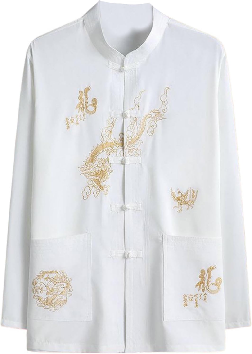 Men's Spring Summer Chinese Style Long Sleeve Hanfu Tai Chi Shirt