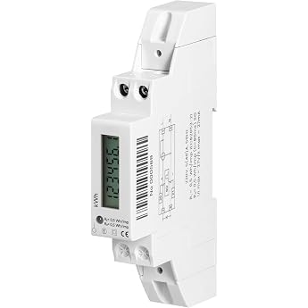 MIRATIC Digital Electricity Meter, 1 Phase AC Meter, DIN Rail Electricity Meter, DIN Rail, 1 Phase DIN TH-35 mm, 230 V, 40 A,