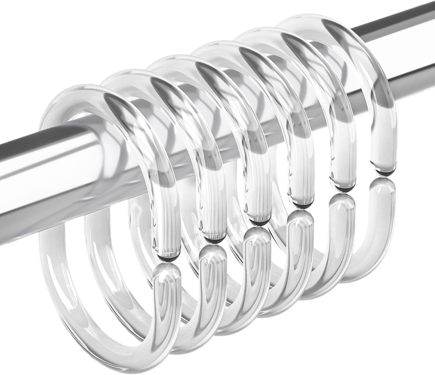Photo 1 of Amazer Plastic C Shaped Shower Curtain Rings, Clear, 12 Pcs