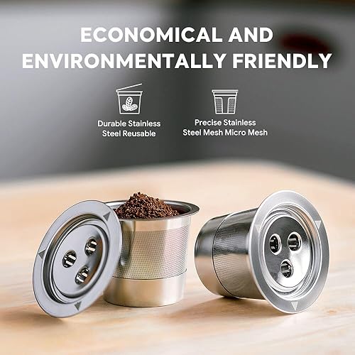 Miniatura 8 de Pilipane Tazas K reutilizables, cápsulas de café reutilizables, tazas K de acero inoxidable, filtros de cápsulas de café a prueba de fugas con