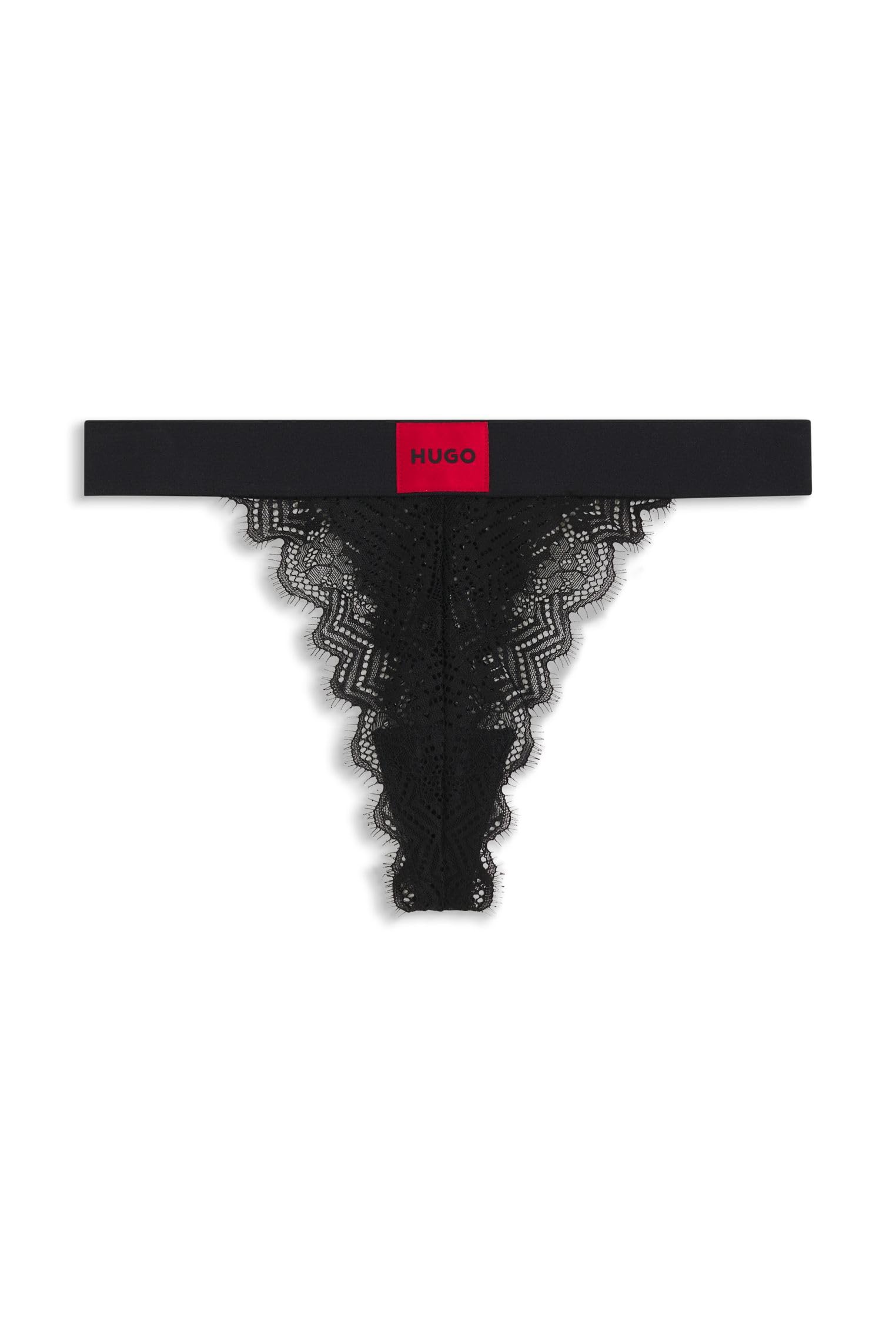 HUGO Womens STRING RL LACE Lace thong with red logo label