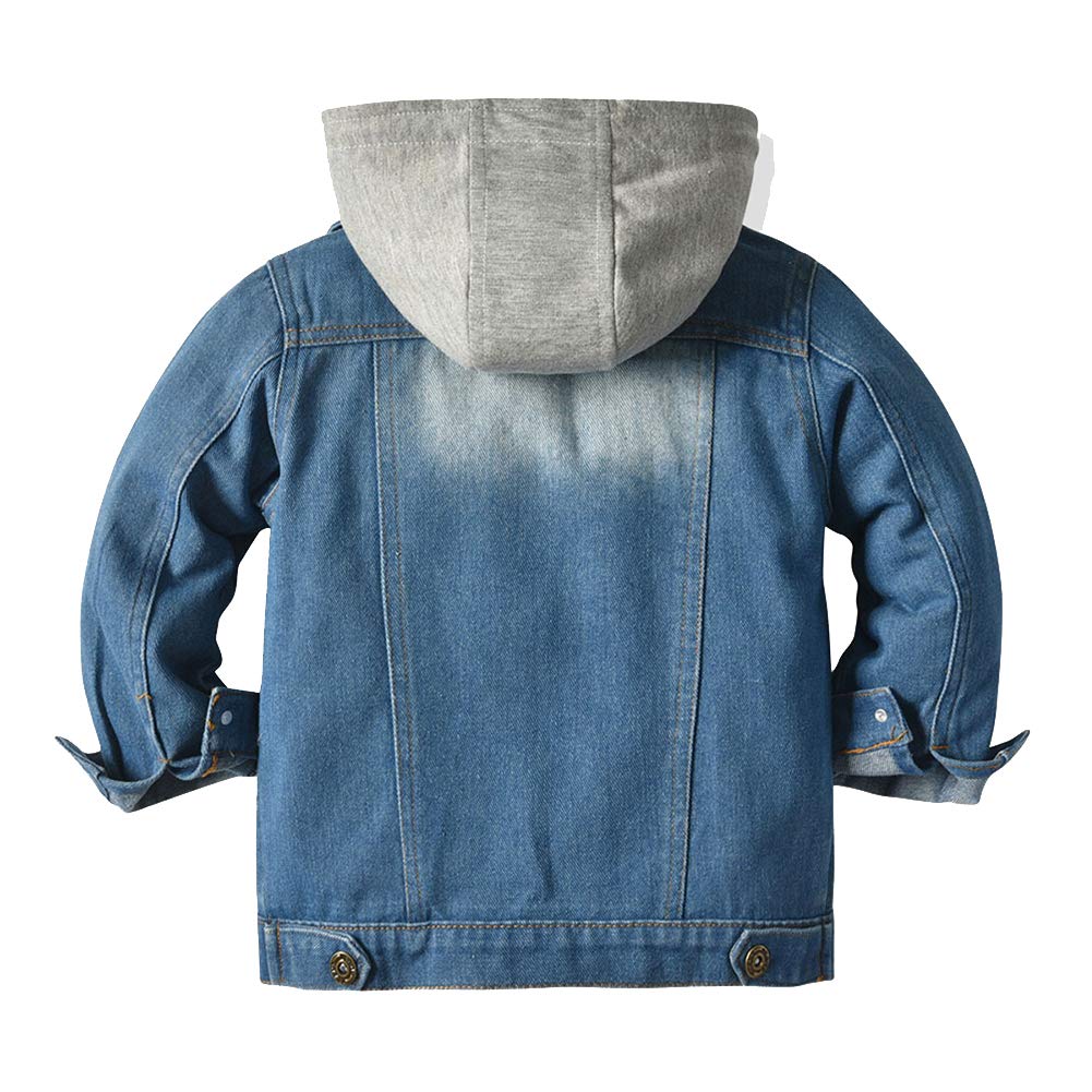 FYMNSI Bébé Garçons Veste en Jean Vêtements en Jean Capuche à Manches Longues Blouson Motif Floral Brodé Manteau Décontracté de Printemps Automne Outwear pour Enfants 6 Mois- 3 Ans