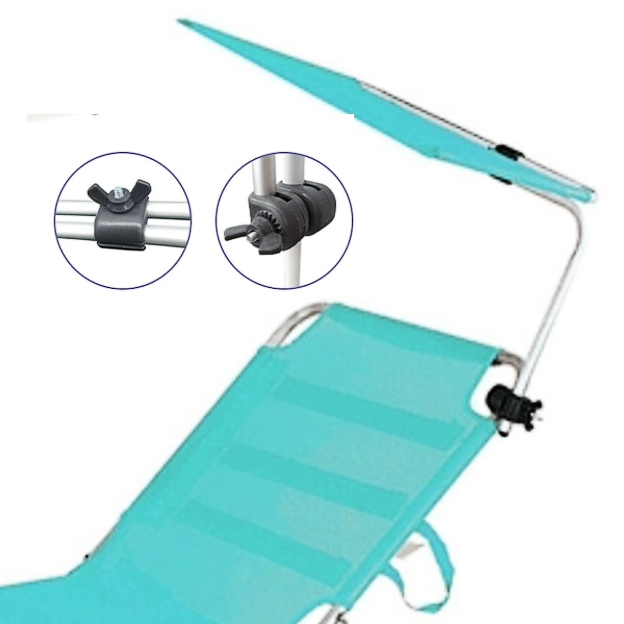 Bricoloco Parasole per amache e lettini - Universale Pieghevole e Orientabile - Alluminio e Textilene Resistente e Traspirante