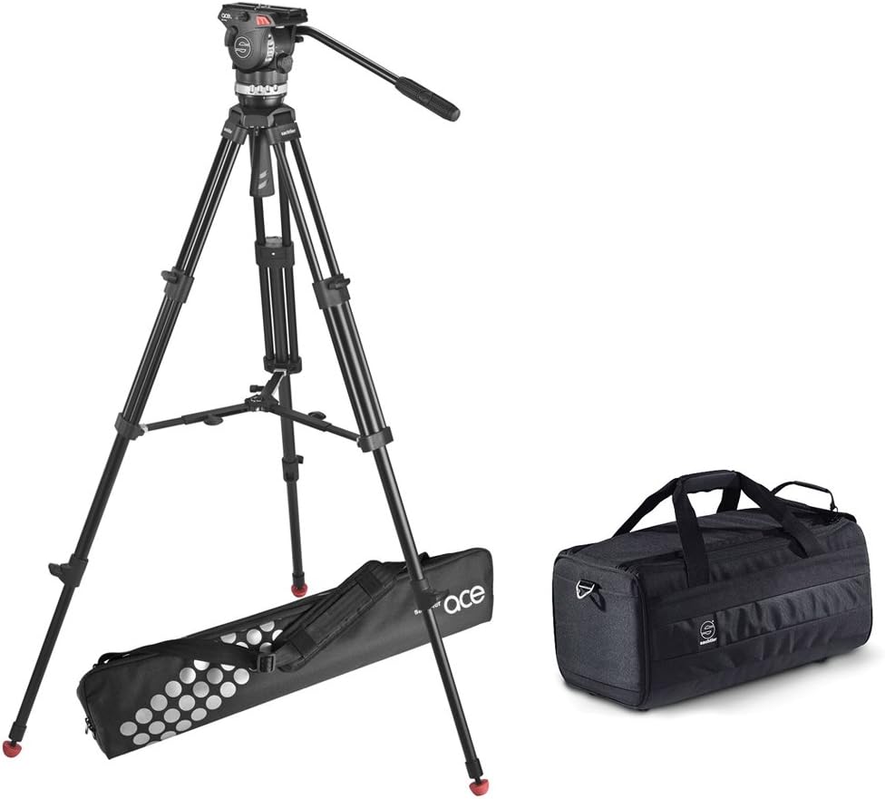 Sachtler 1001 Ace M MS System with Ace M Fluid Head, Tripod, Mid-Level Spreader, Bag, Camera Mounting Plate, Pan Bar - With Sachtler SC202 Medium Camporter Camera Bag