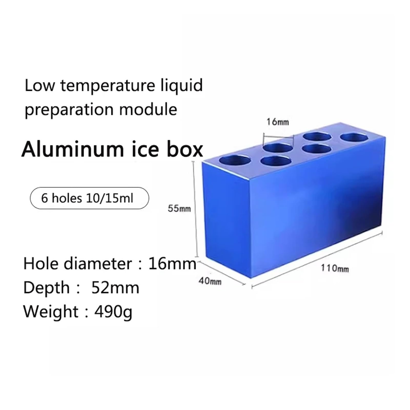 Enfriador PCR de aluminio preenfriado con termostato de baja temperatura de 0,2/1,5/2/5/10/15/50 ml(15ml 6 well)