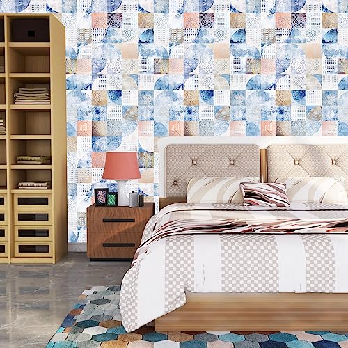 Image of Abstract Blue Texture Self Adhesive Wallpaper Peel & Stick, Waterproof, Scratch Resistant 41cm x 244cm