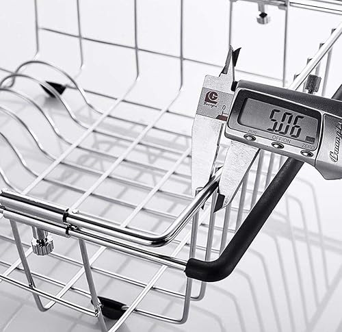 Miniatura 3 de AANAN Ayha - Escurridor rectangular cromado, escurridor de platos expandible, escurridor de platos en el fregadero o en el mostrador con soporte