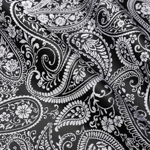 Image of HISDERN Ascot Ties for Men Paisley Floral Ascot and Pocket Square Set Classic Self Tie Mens Cravat Handkerchief for Wedding