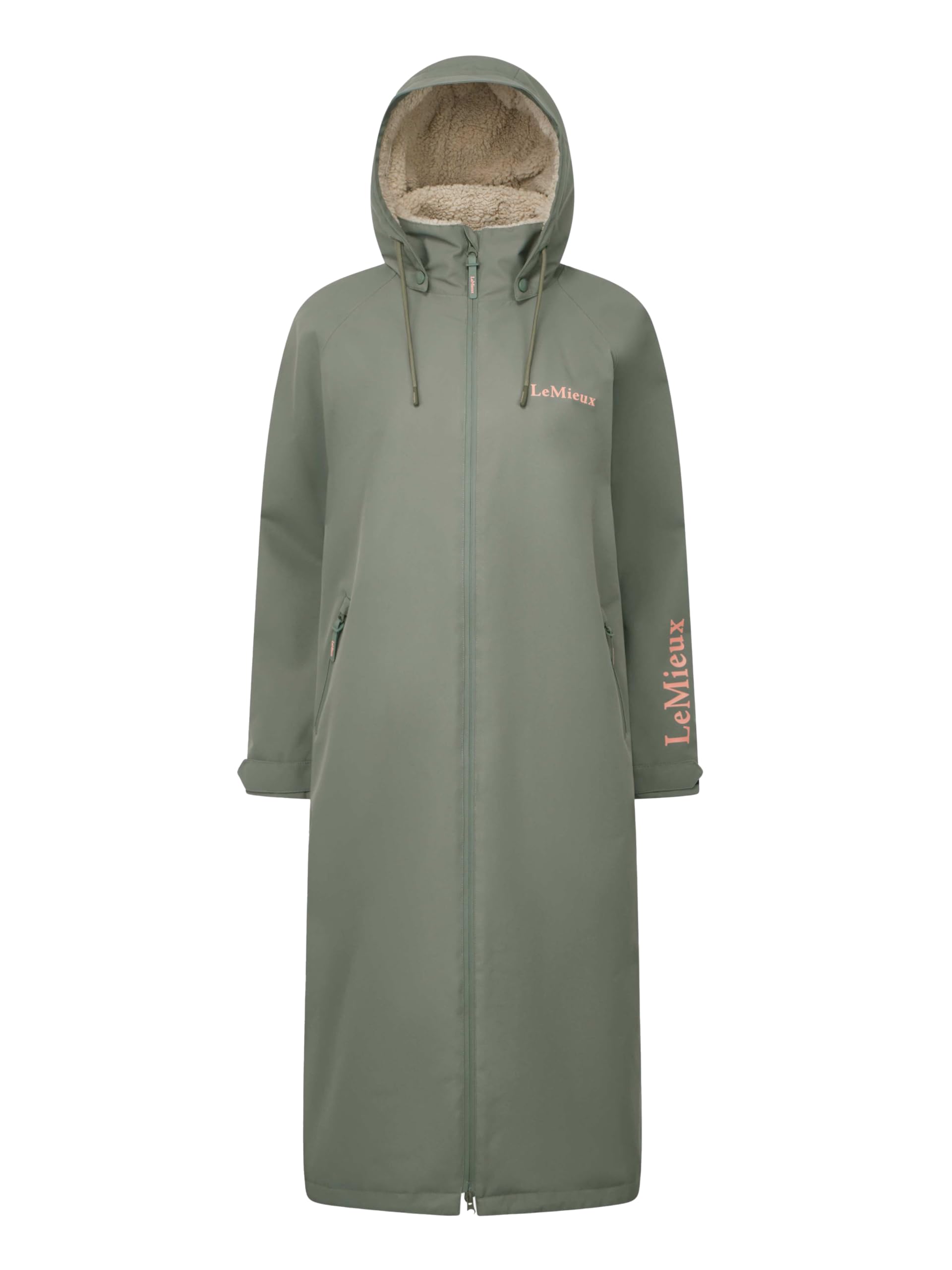 LeMieux Ladies HydroShield Robe - Full-length - Waterproof to 12,000mm - Perfect for Yard Chores or Riding - Detachable Hood - Rosemary - UK12
