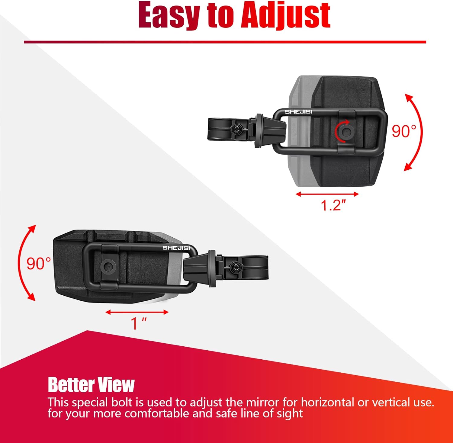 UTV Side Mirrors for 1.65"-2" Roll Cage, Aluminum Solid Bracket,2023 New UTV Mirrors,Adjustable Satisfactory Viewing Angle Compatible with Polaris RZR,Can Am,Kawasaki Mule,Honda Pioneer SXS