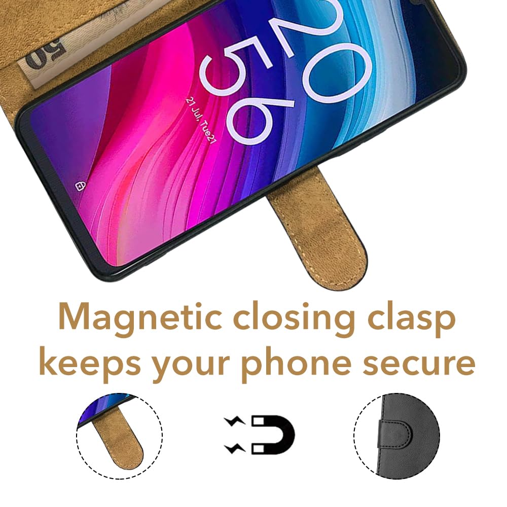 Cover Tcl 505 Custodia Portafoglio In Pelle PU Per TCL 505, 501, 502, 303, 403 - Stile Retrò E Antigraffio Quad Lock Cover - Foto 7