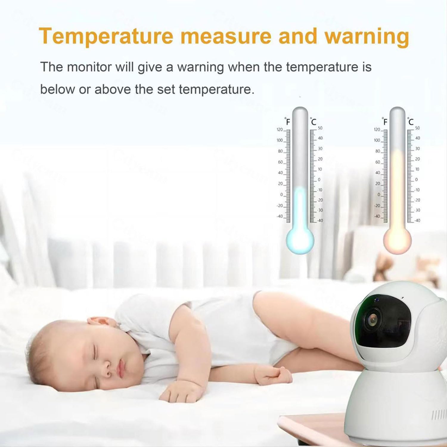 Baby Monitor, Schermo HD da 5'' Baby Monitor a Lungo Raggio da 1.000 Piedi, Senza WiFi, Visione Notturna, modalità VOX, Archiviazione, Ninne Nanne, Audio Bidirezionale, Durata della Batteria