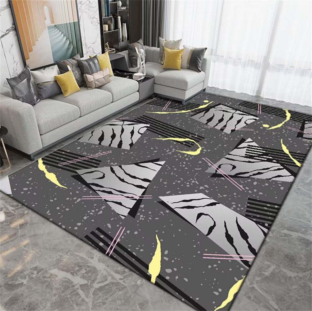 Tapis salon 200x300cm gris antitache et résistant pour enfants