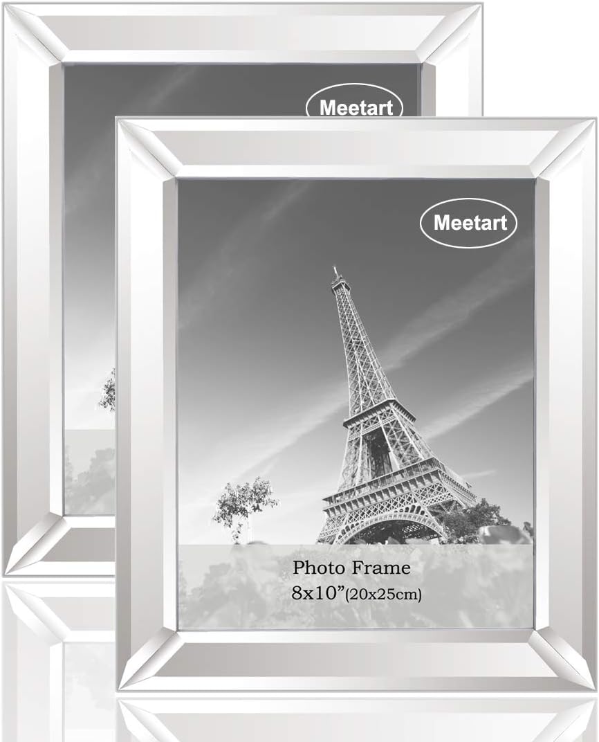 Meetart Silver Mirror Photo Frame 8x10 inch 2 Piece Per Set for Wall Hang or Tabletop Display