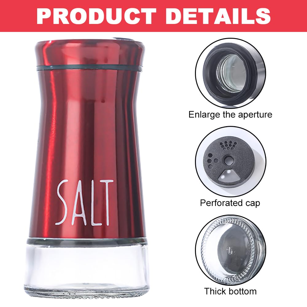 Set Saliera E Pepiera In Acciaio Inox E Vetro - 2 Pezzi Con 3 Fori Di Dosaggio, 100 Ml, Argento - Foto 6