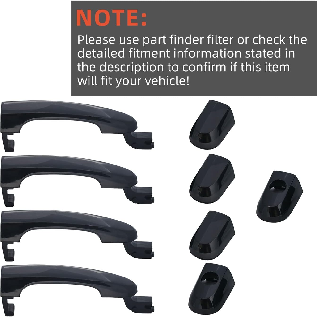 DEAL AUTO ELECTRIC PARTS Black Exterior Door Handles Replacement Kit, 4pcs Left+Right Front+Rear Side, Compatible with 2005-2010 Kia Sportage, Replaces 82651-1F010 82661-1F010 83651-1F010 83661-1F010