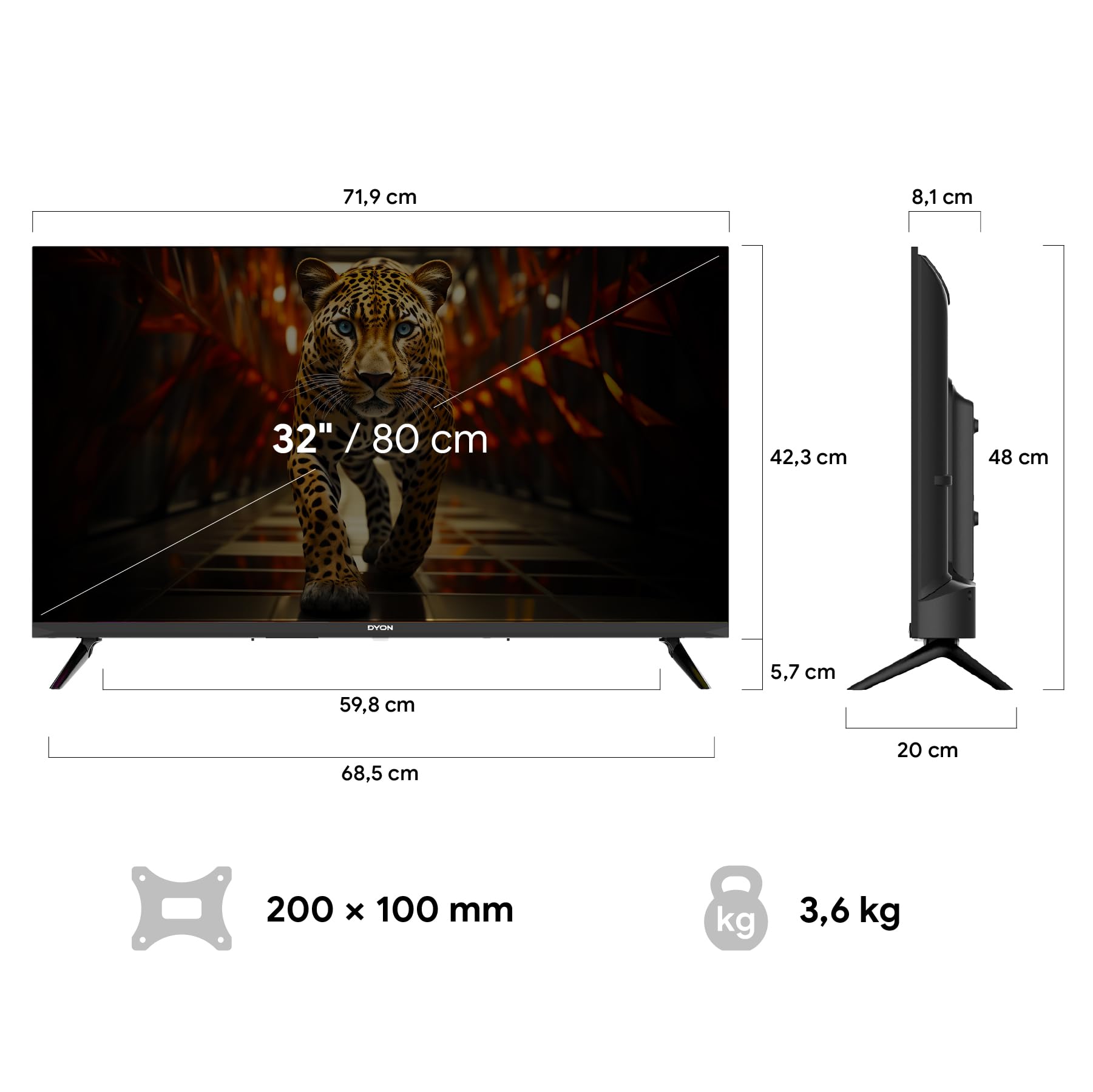 DYON ULTIMAX 32F-TI TV Full HD 32" (80 cm) (1080p, Smart TV, Tizen OS, triplo sintonizzatore (DVB-C/-S2/-T2), Samsung Smart & Gaming Hub, Prime Video, Netflix, Disney+), 2025