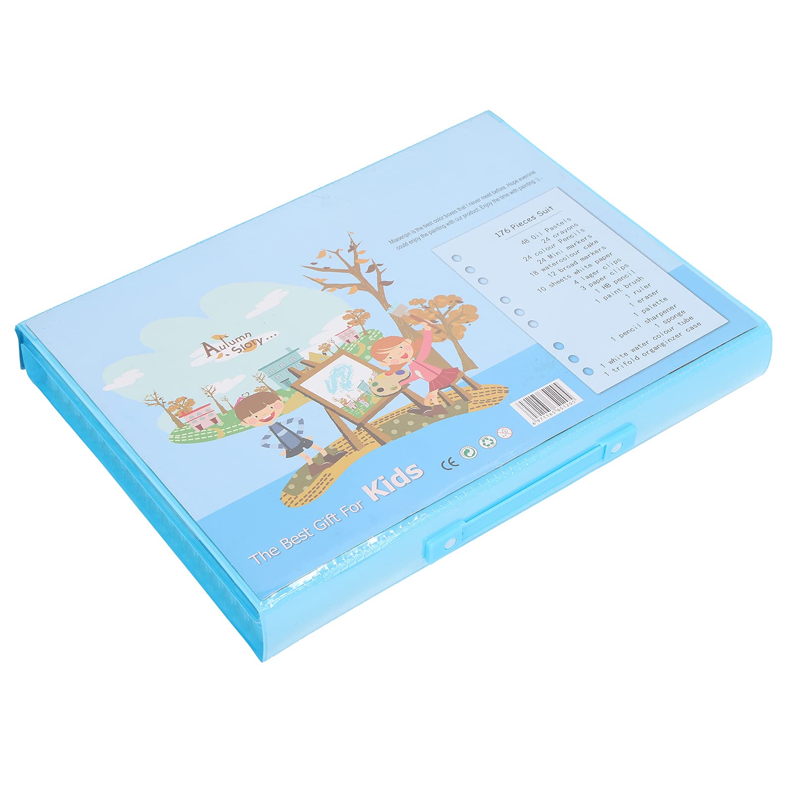 176-teiliges Malwerkzeug-Set für Kinder, Zeichenset mit Aquarellstiften, Wachsmalstiften und Buntstiften, ungiftige Kunstmaterialien für Kinder und Schüler, inklusive