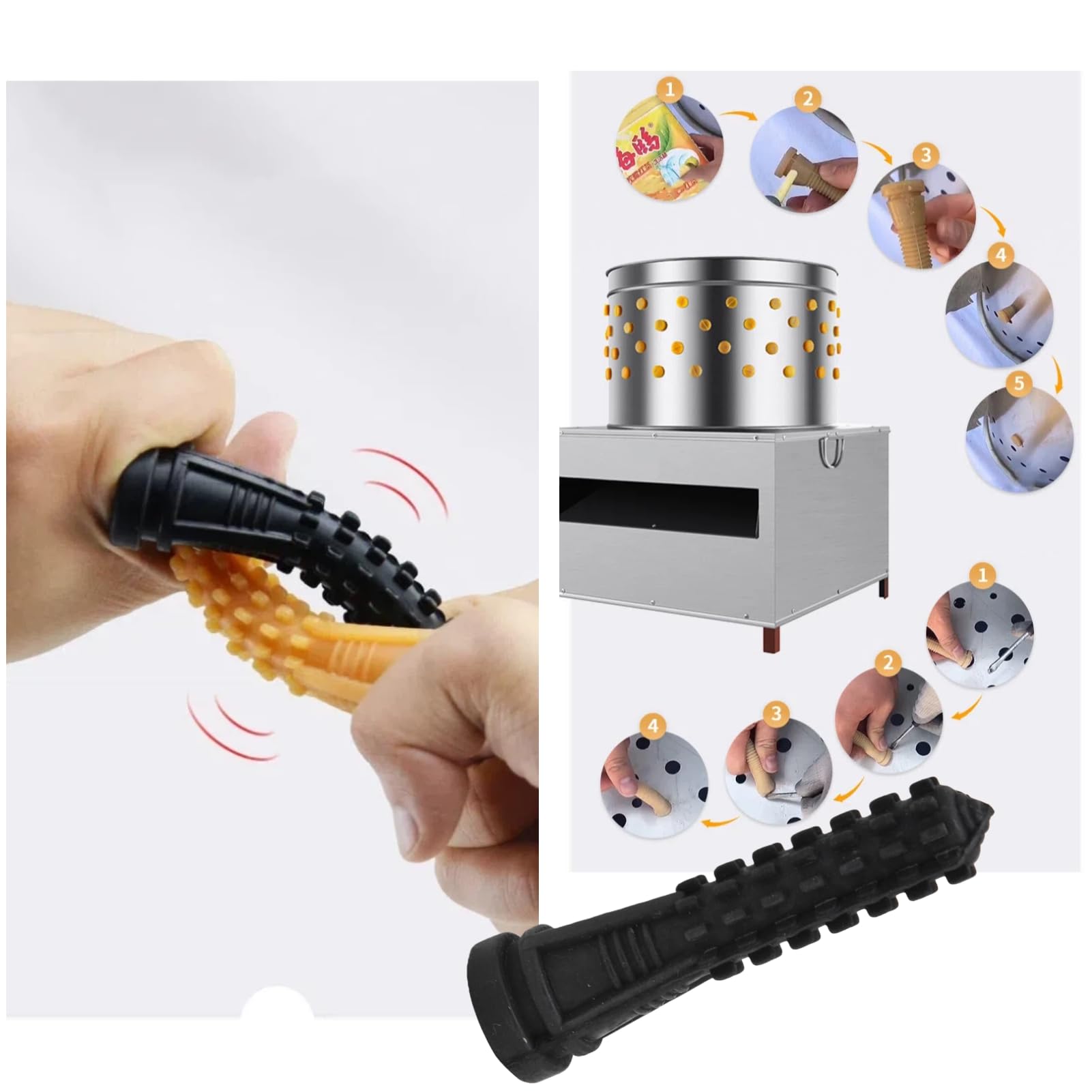 50PCS Doigts de Plumes Machine à Cueillir de la Volaille Plume Cueillant les Doigts en Caoutchouc Cueilleur Dents de Scie Volaille Cueilleur Bâton Flexible pour Machine à Cueillir de la Volaille