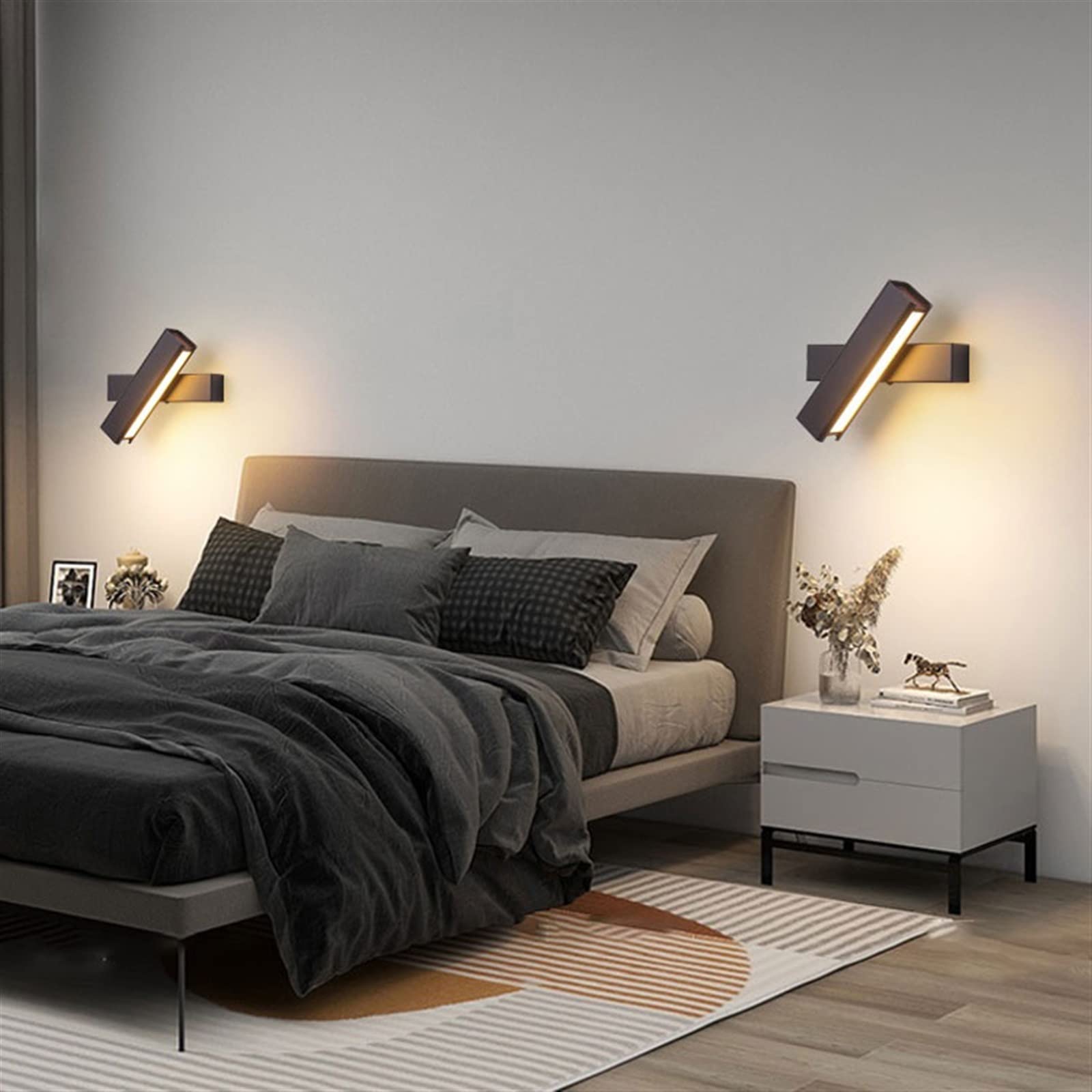 Kinkiety ścienne Lampka nocna do sypialni Minimalistyczne i nowoczesne oświetlenie wewnętrzne z obrotowym oświetleniem korytarza schodów