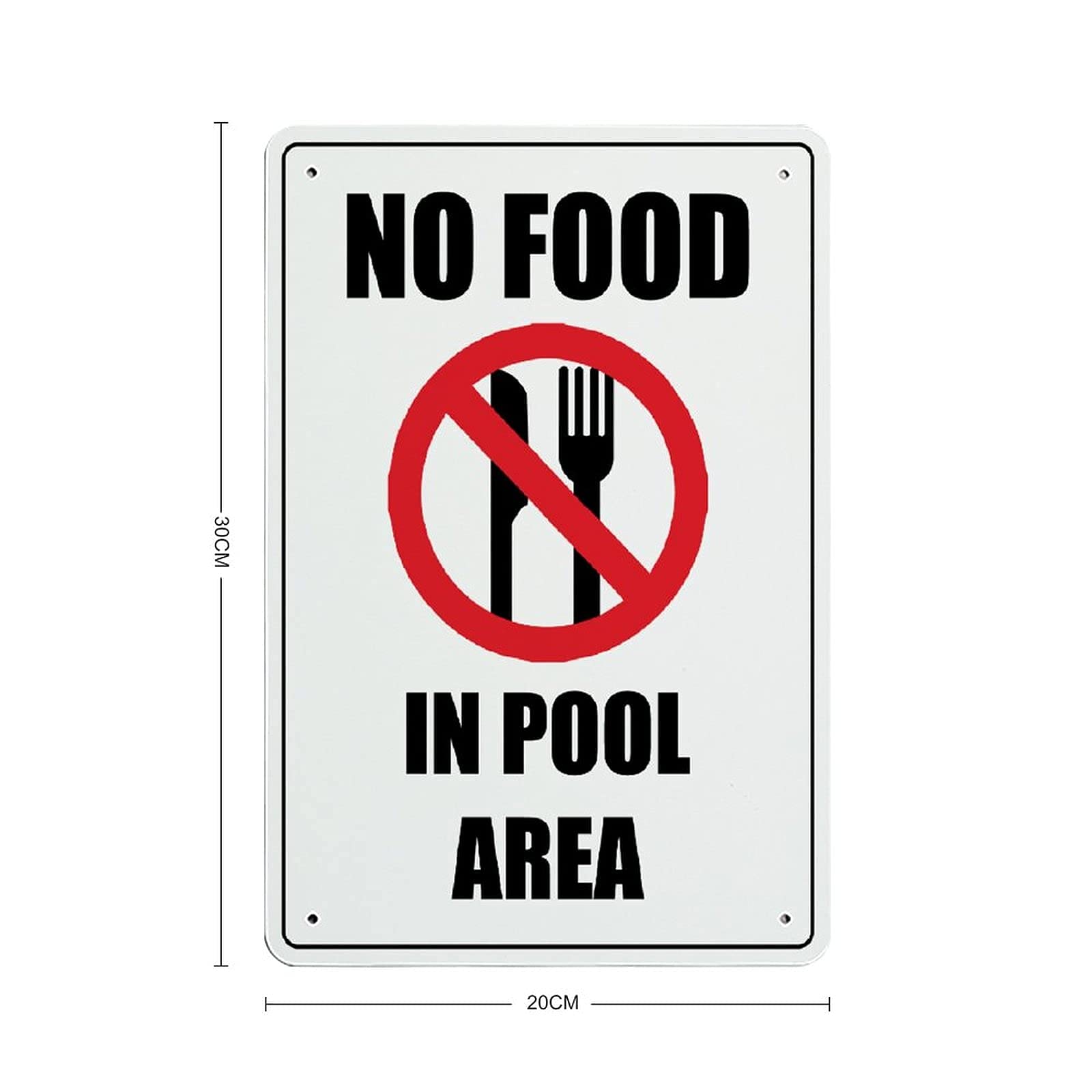 Aihesui No Food in Pool Area Aluminum Signs Personalized Metal Tin Sign Swimming Pool Rules Sign Rust Free Metal Sign Wall Art Indoor Outdoor Weather Resistant Easy Mounting 8