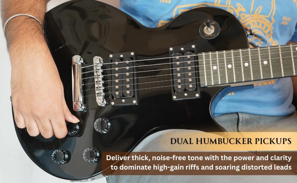 VAULT LP1 Les Paul Style Poplar Wood Electric Guitar - Black 1
