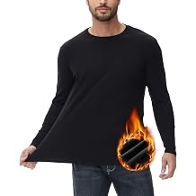ADOREISM Thermal Underwear Tops for Men Long Sleeve Fleece Lined Base Layer Crew Shirts Regular Fit for Cold Weather