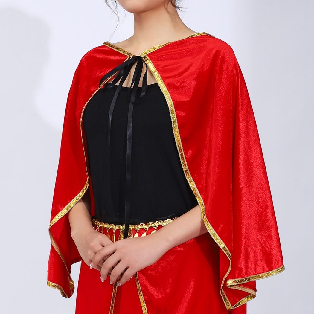 JONKY Christmas Cloak Velvet Cape Women Costume Cloak Cosplay Costume Red