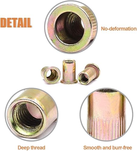 Miniatura 5 de Keadic 100 piezas M12 métrica de acero al carbono chapado en zinc tuerca remache cabeza plana roscada inserto Nutsert Kit (M12)