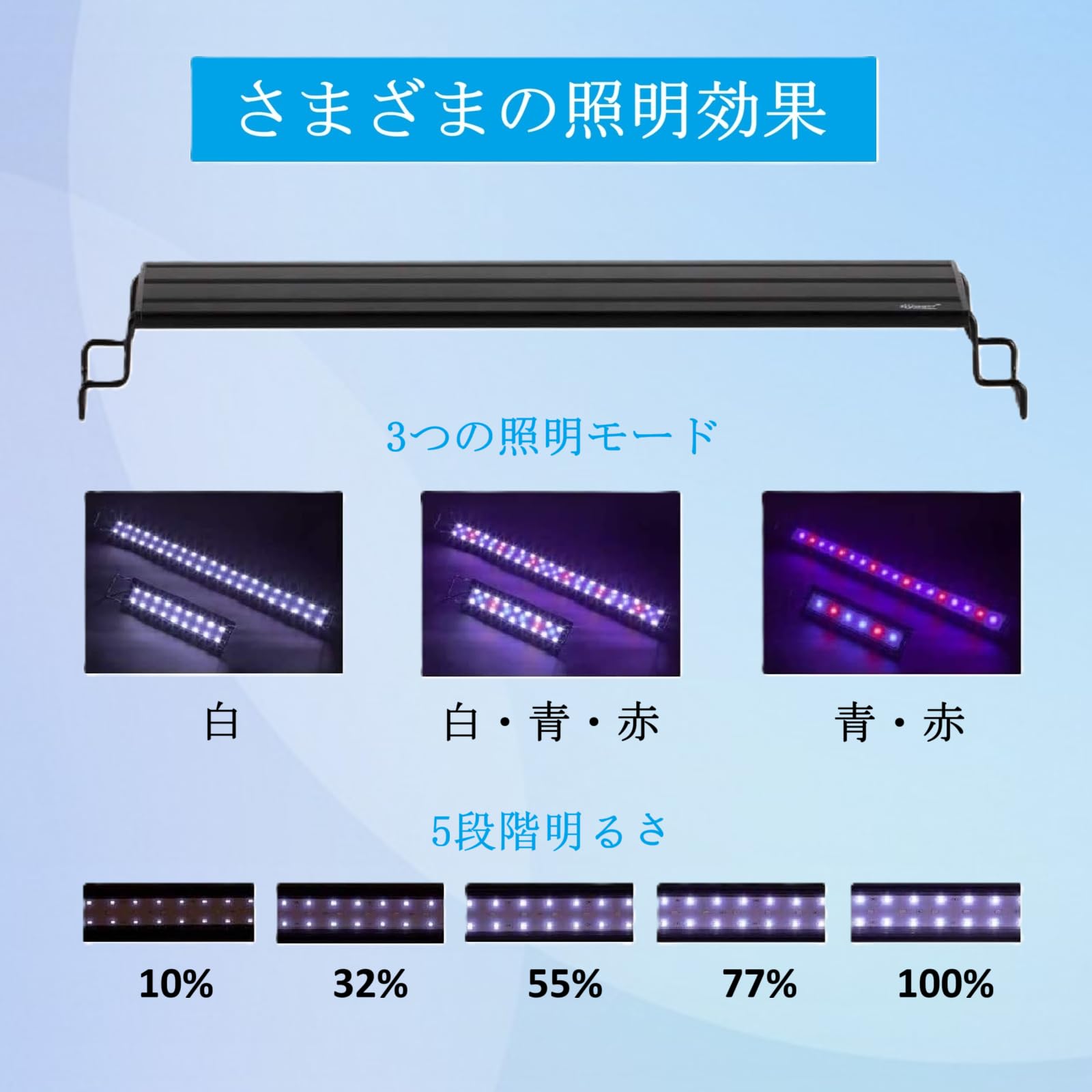 Amazon | hygger 水槽 ライト 30cm~45cm水槽対応 LED 30CM 40CM 45CM 3