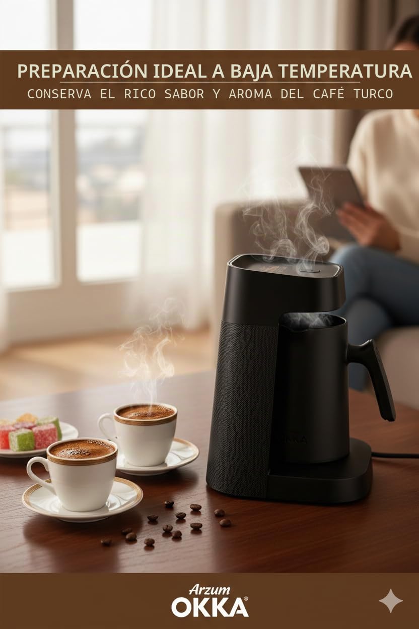 Arzum Okka Cafetera turca MINIO JET, cafetera turca, 400 W, 5 tazas de capacidad de café, protección contra desbordamiento, sistema de alerta acústica (cobre)