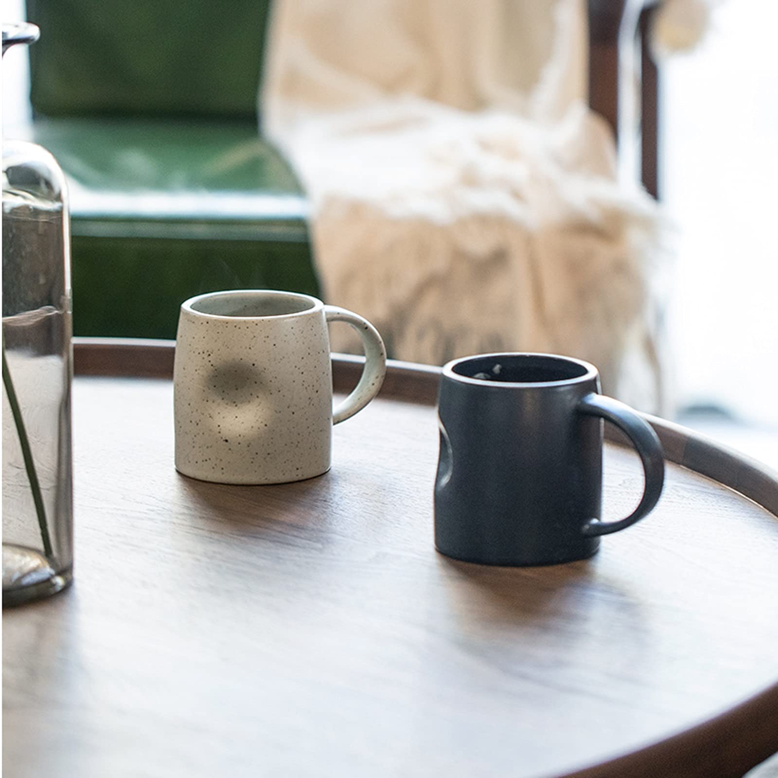 Tasse Becher Kreative Pot-Bellied Becher Halbkreisbogen Griff Wassertasse Große Kapazität Keramikschale Home Kaffeetasse Geeignet for Männer und Frauen Kaffeetassen (Color : A)