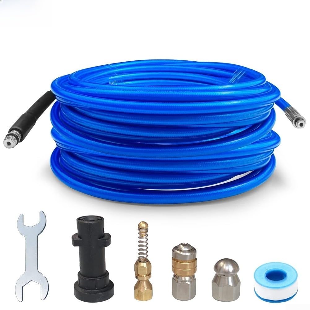 Kit de manguera de lavado a presión de boquilla giratoria para K2 para unidades K7, tubería de PVC para limpieza de alcantarillado y desagüe, alcance de 10 m, verde (10 metros)