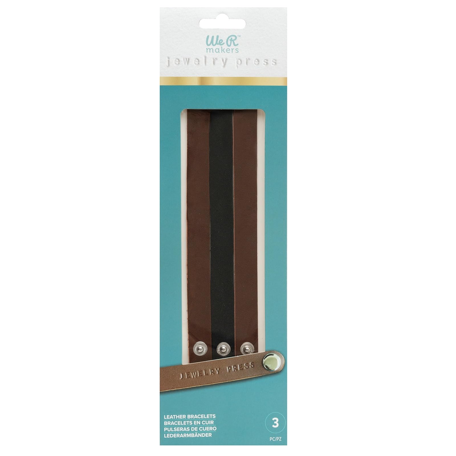 We R Makers Jewelry Press Leather Bracelets 3/Pkg-Assorted Colors