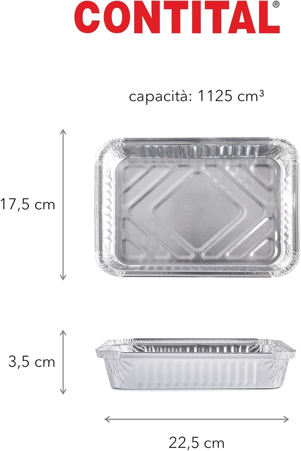 CONTITAL Contenitori in Alluminio R29L, Vaschette monouso, 4 Porzioni, Linea Professionale - 100 pezzi