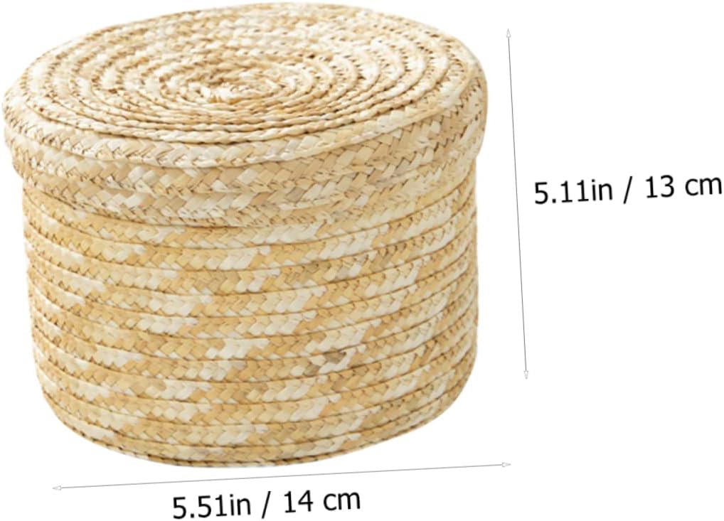 BESTOYARD 2 pcs Straw Storage Basket hyacinth Closet Basket Bin Handwoven Straw Basket tabletop organizer Wicker Storage Basket blanket basket clothes hamper household child Laundry basket