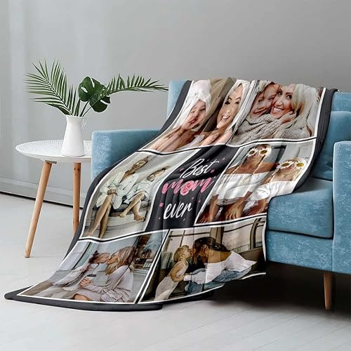 Miniatura 4 de DayOfShe Best Mom Ever Gifts - Manta de fotos personalizada para regalos de madre, mantas personalizadas para la mejor manta de mamá
