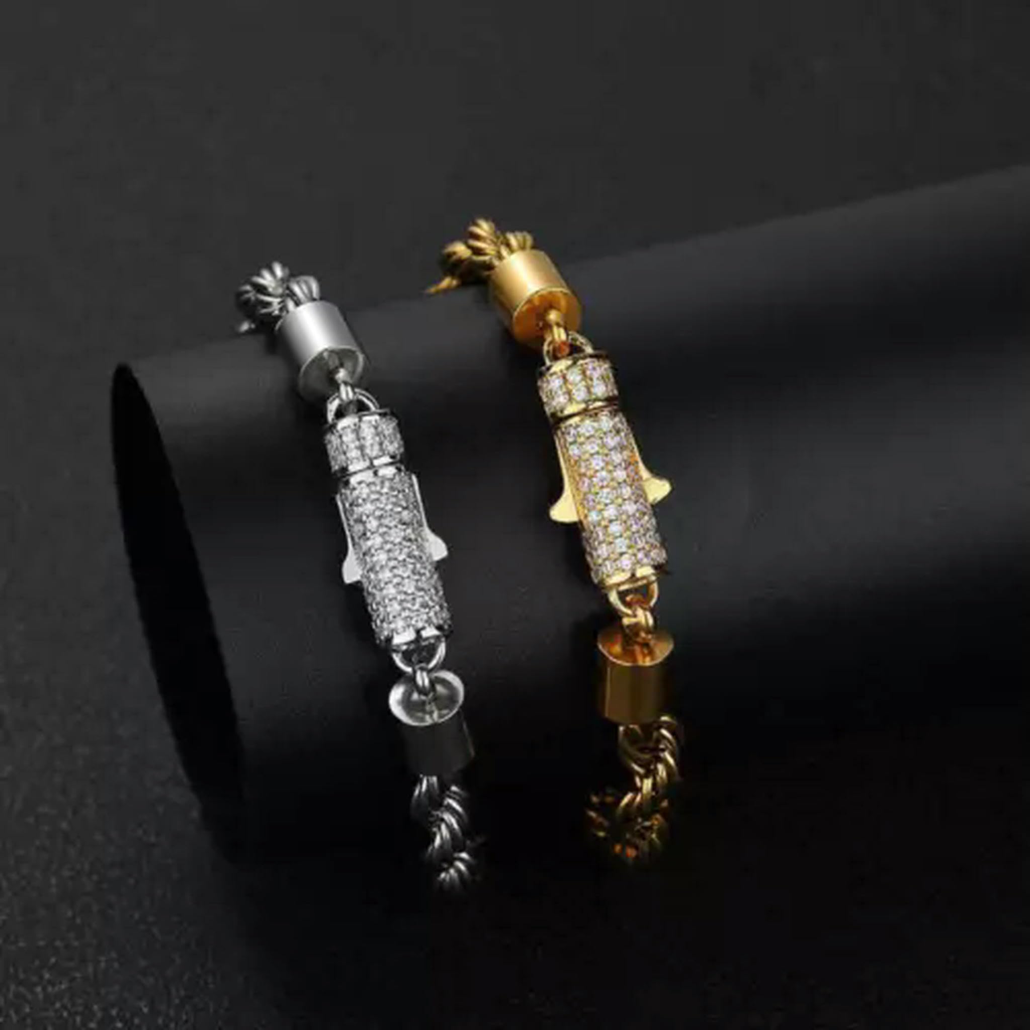 Hot 18K Gold Edelstahl Seil Kette Herren Halskette Armband