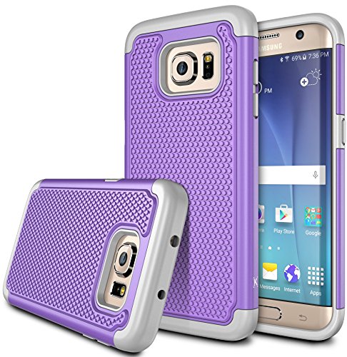 S7 Edge case, Kaptron Galaxy S7 Edge - Double Tone Dual Layer Hybrid Defender Case for Samsung Galaxy S7 Edge (Purple + Grey)