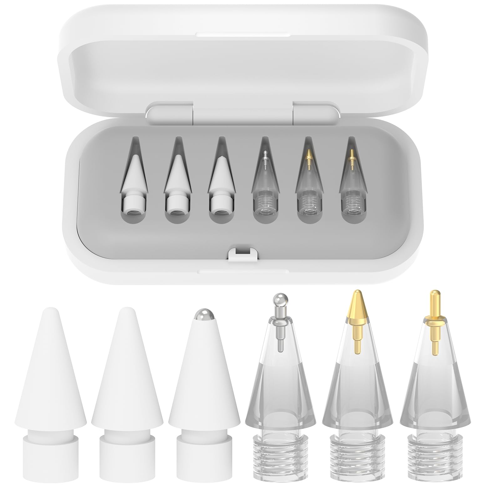 6 Pack Replacement Tips Compatible with Apple Pencil 2nd Generation, Apple Pencil 1st Generation, Apple Pencil USB-C & Apple Pencil Pro Upgraded Nibs with Storage Box (Gray)-image-11