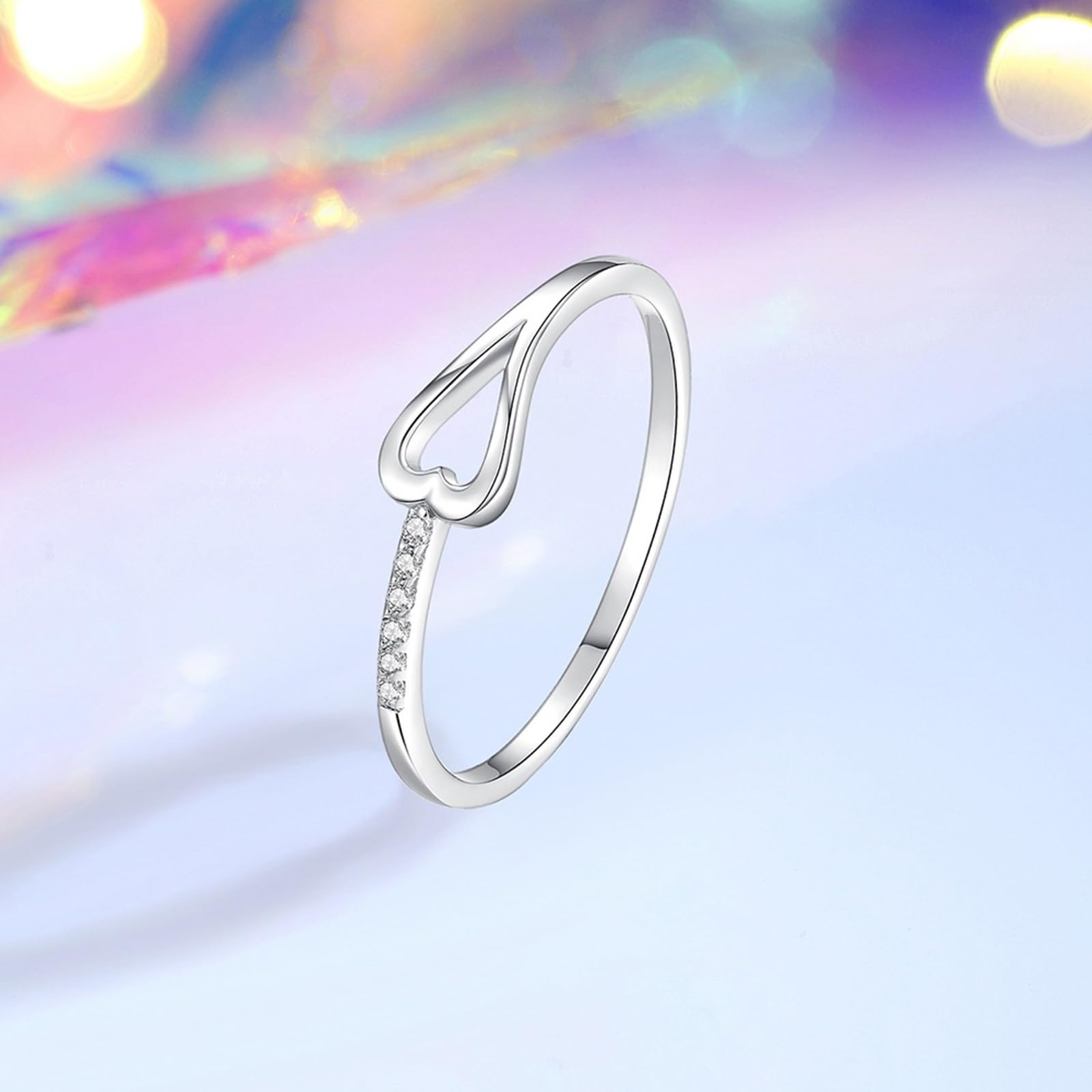 9 K/14 K/18 K, oro bianco/platino, 950 anelli, anello di fidanzamento da donna, diamante bianco