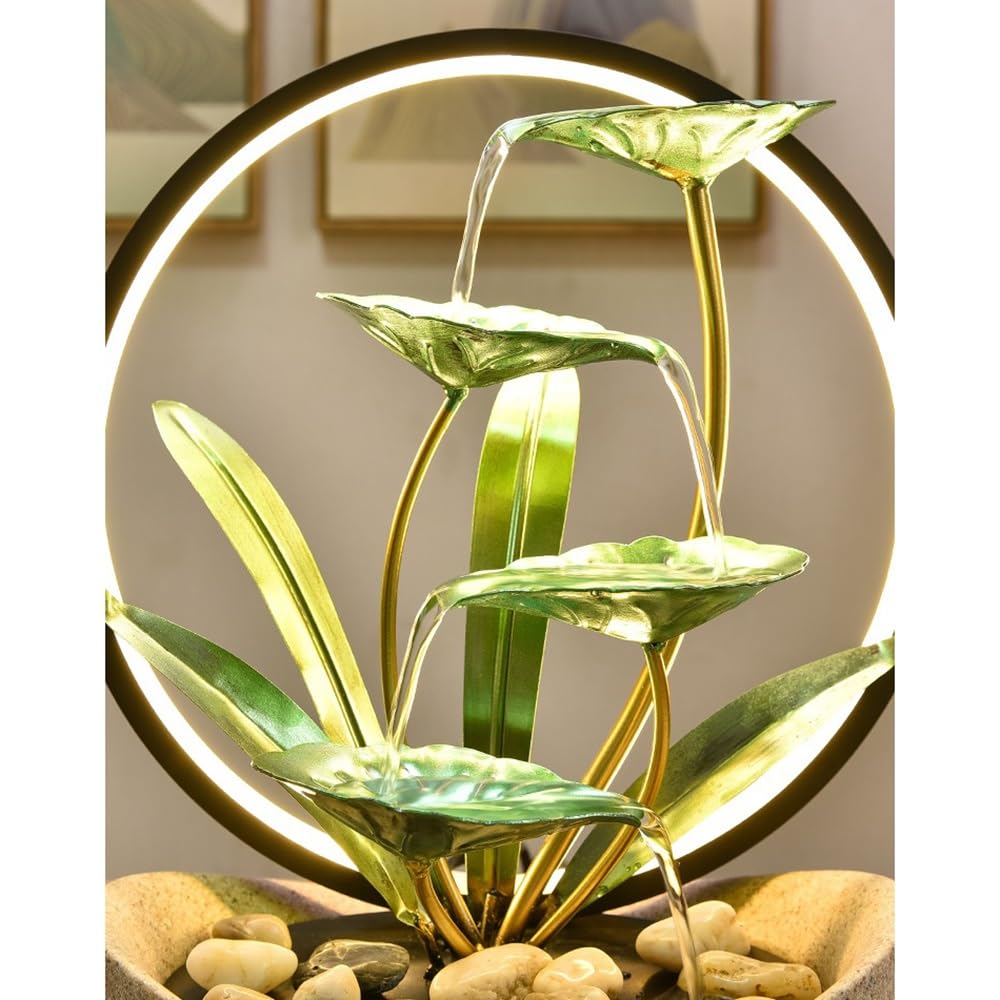 Fuente de Agua Decorativa Fuente de Escritorio Zen Flow con Cascada for relajación en Interiores, Ideal for Sala de Estar y Oficina. Fuente de Interior