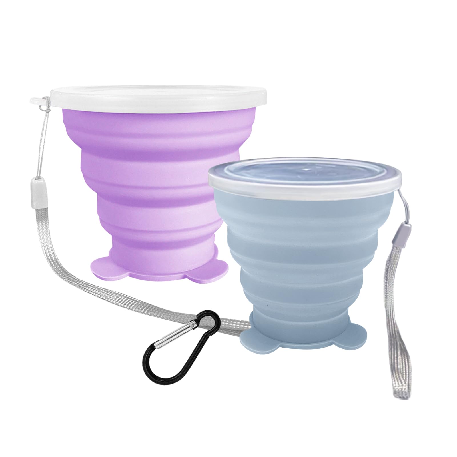 2 Pcs Collapsible Cups, Silicone Collapsible Travel Cup, Expandable Folding Camping DrinkingCup with Lids Reusable Small Portable Mugs-Cup for Travel,