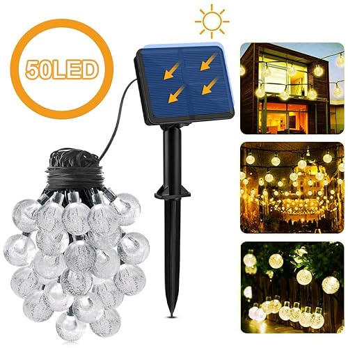 cshare ソーラー LED ストリングライト イルミネーションライト 50電球 7M IP65防水 8モード 夜間自動点灯 キャンプ用 ガーランドライト クリスマス/ハロウィン/パーティー/バレンタインデー/新年/祝日/結婚式/学園祭屋外/室外/室内/庭対応 ソーラーパネル 飾りライト 8枚目